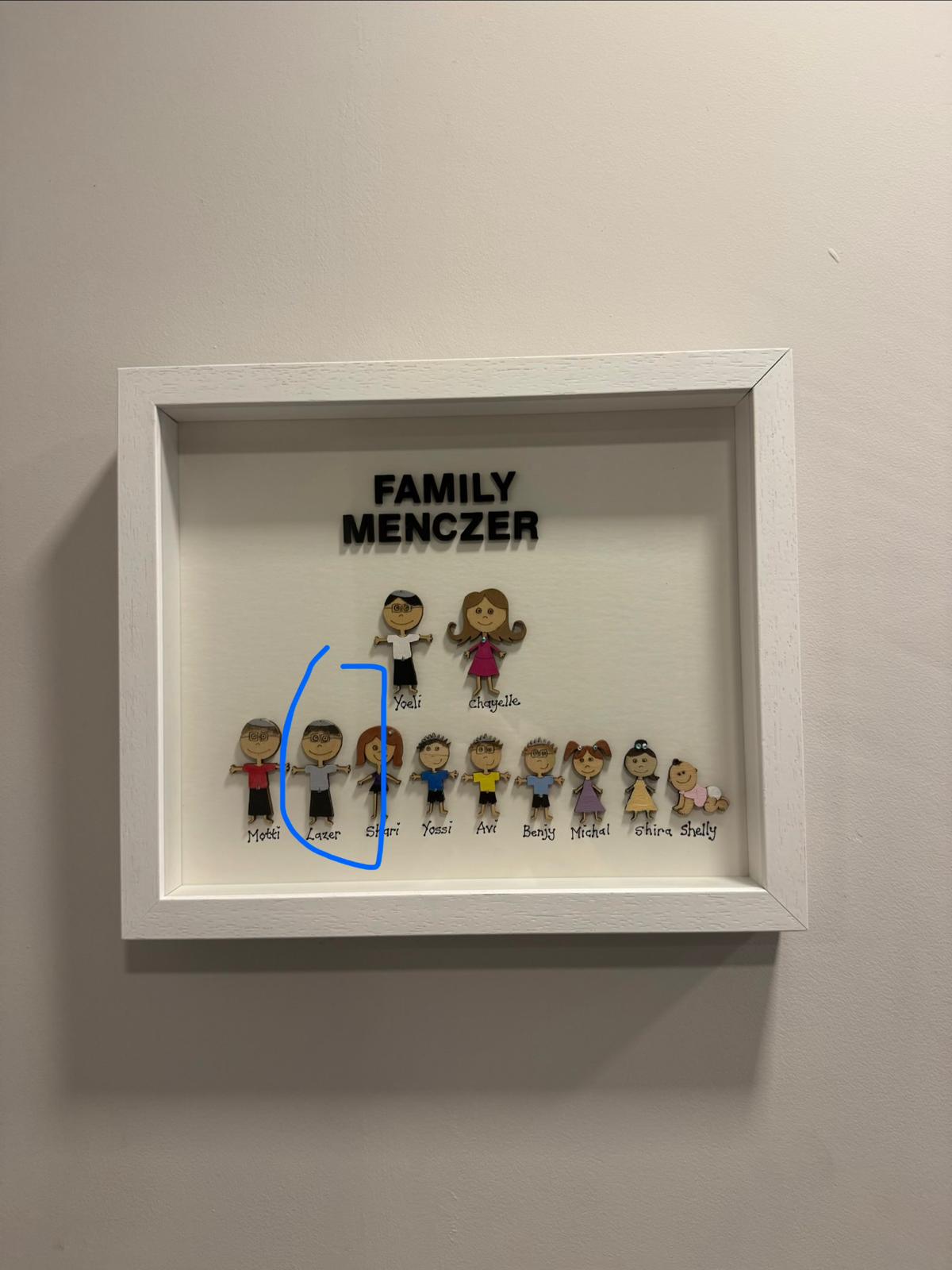 The Menczer family’s handmade wooden family portrait